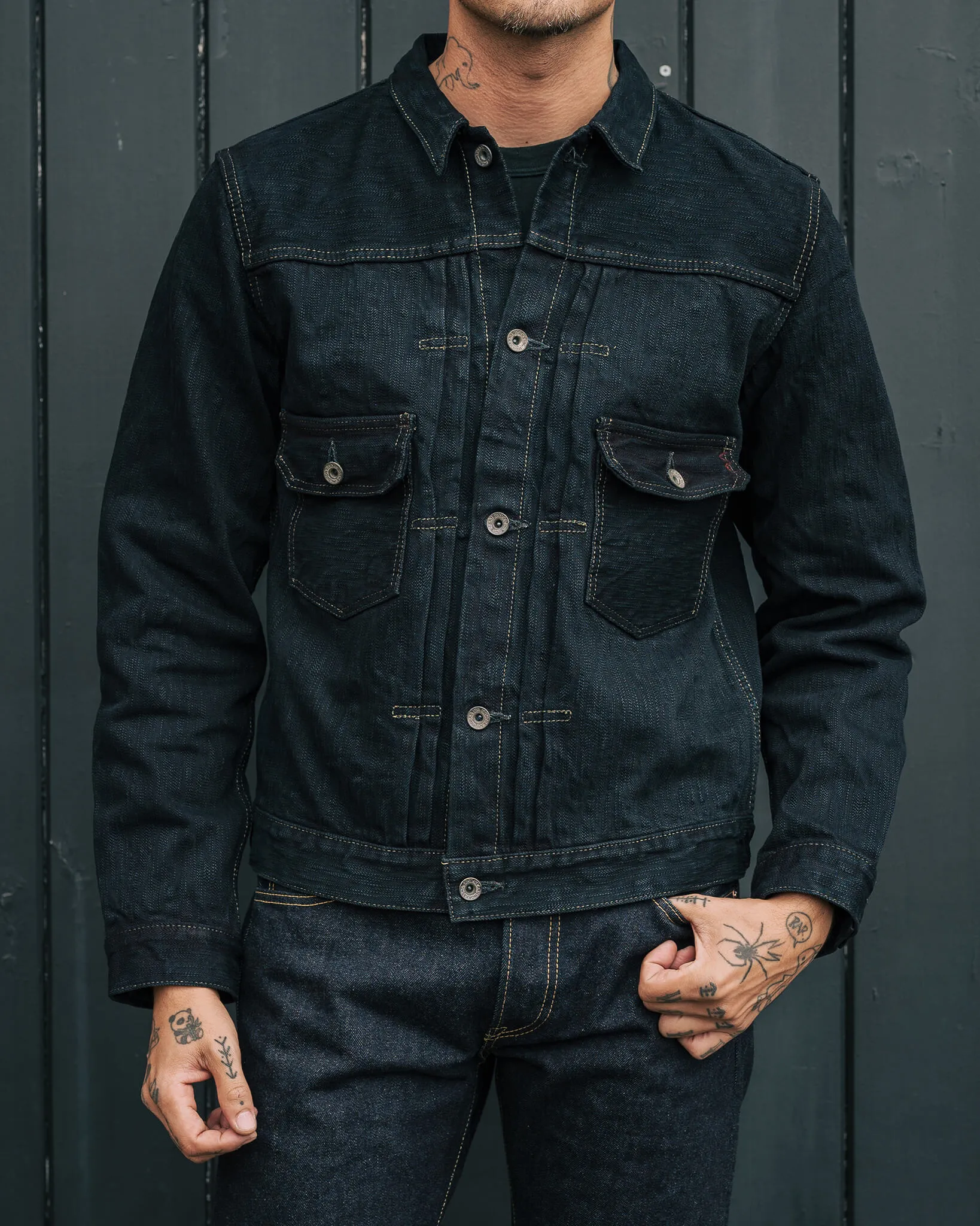 16oz Slubby Selvedge Denim Type II Jacket - Indigo Overdyed Black