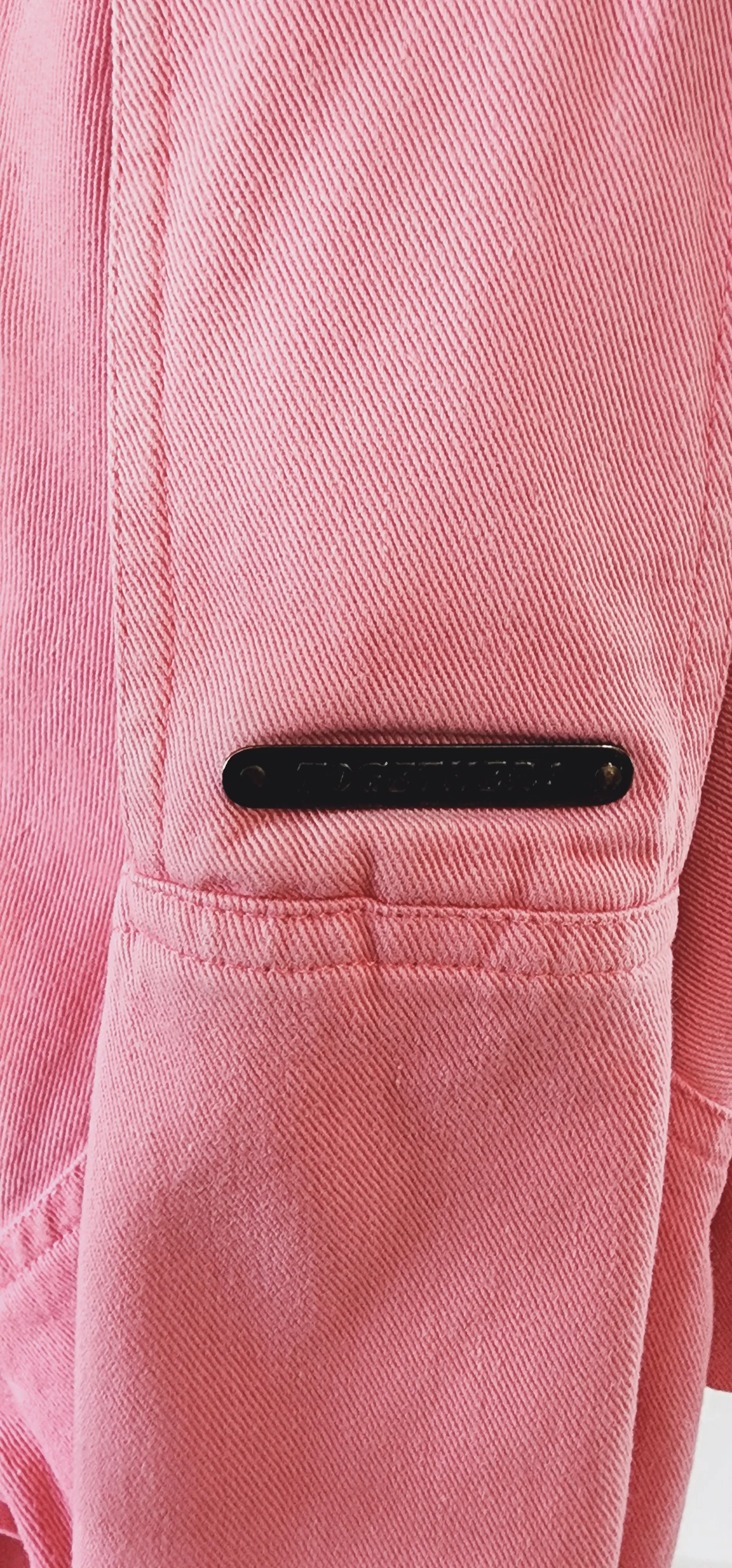 80s 90s Pink Cotton Denim Jacket Hip Length with Matching Belt by Together! Large