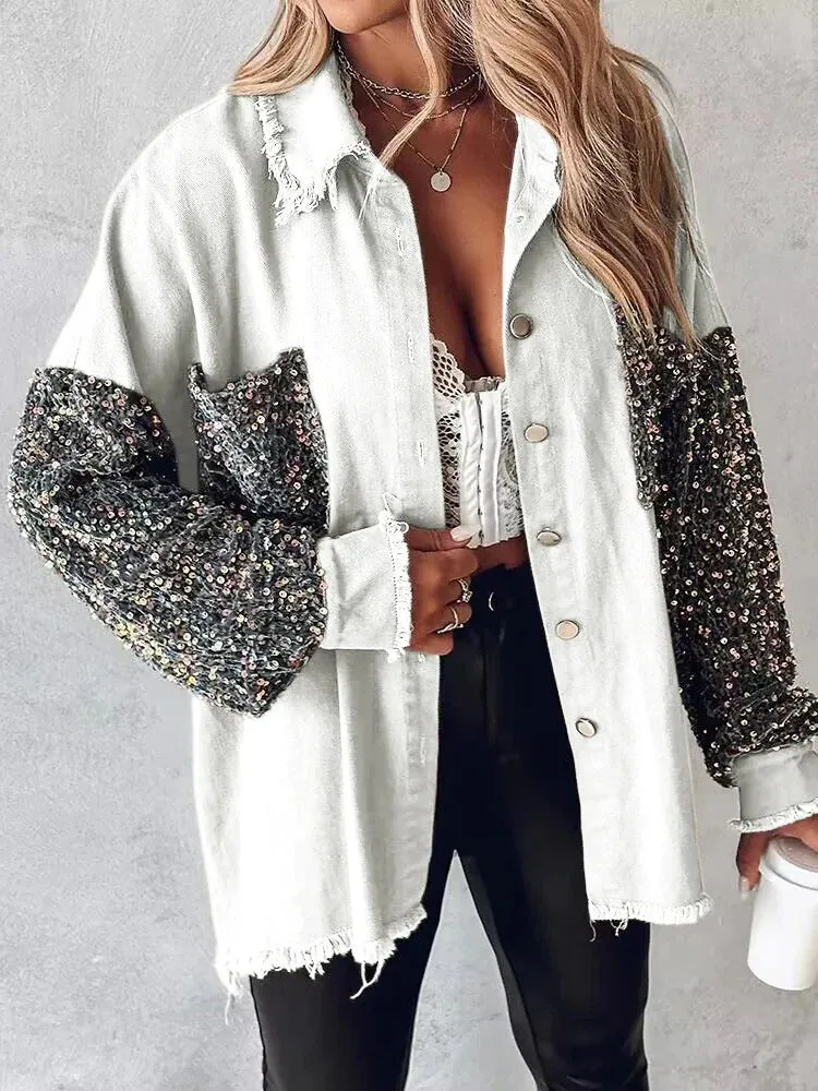 Aadhya denim jacket with contrast sequins