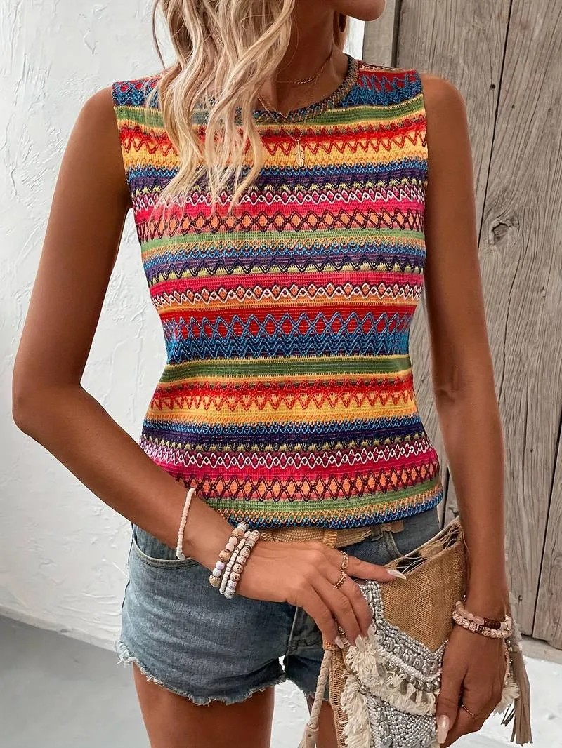 Ailín® | Bunt Streiftes Tank Top