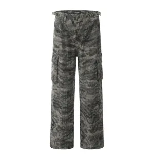 American Style Scrub Tooling Camouflage Pants Men's Trendy Heavy Industry Wear Old Loose Casual Straight Pants Mountain Style Outdoor