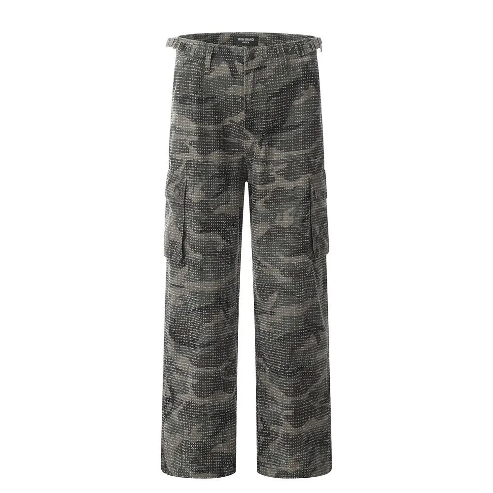 American Style Scrub Tooling Camouflage Pants Men's Trendy Heavy Industry Wear Old Loose Casual Straight Pants Mountain Style Outdoor