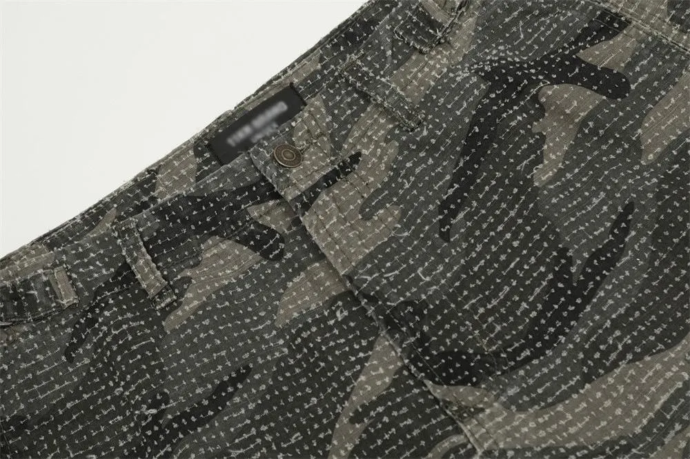 American Style Scrub Tooling Camouflage Pants Men's Trendy Heavy Industry Wear Old Loose Casual Straight Pants Mountain Style Outdoor