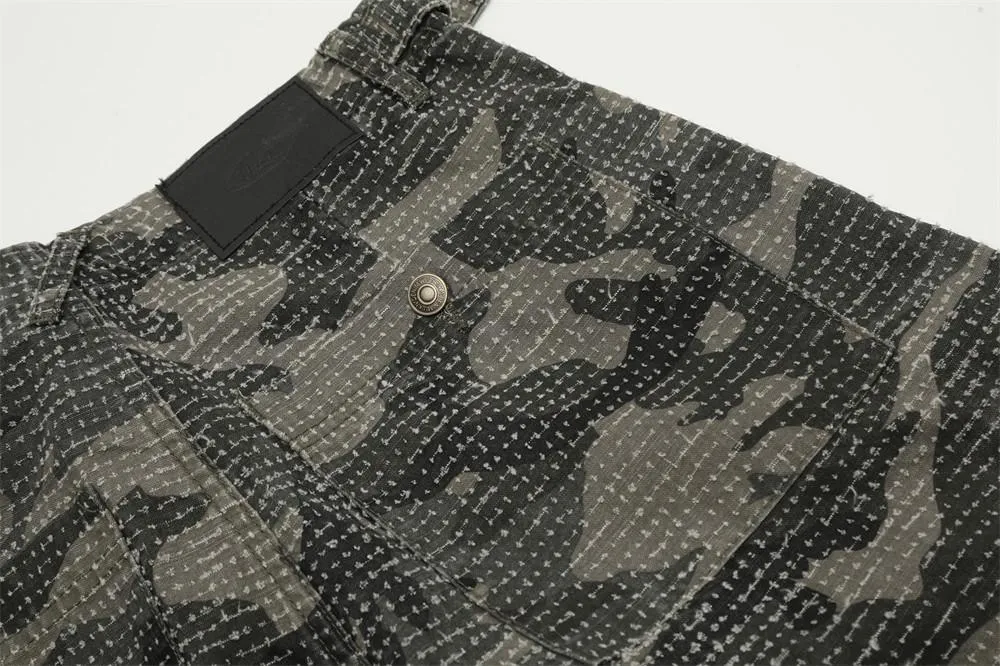American Style Scrub Tooling Camouflage Pants Men's Trendy Heavy Industry Wear Old Loose Casual Straight Pants Mountain Style Outdoor