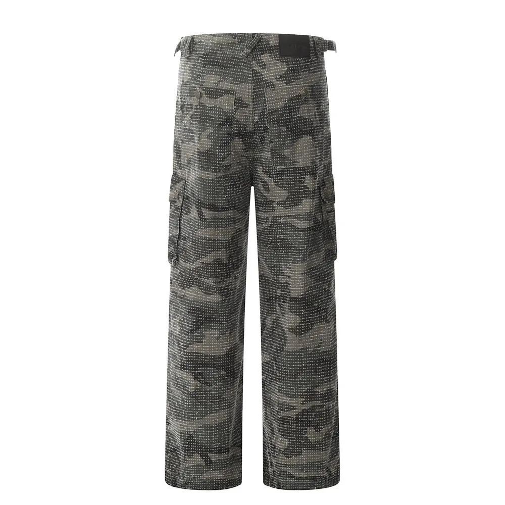 American Style Scrub Tooling Camouflage Pants Men's Trendy Heavy Industry Wear Old Loose Casual Straight Pants Mountain Style Outdoor