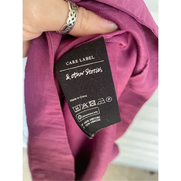 &amp; Other Stories Purple Pink Dress, Viscose Shift Patch Pockets, Size 12, MP $199