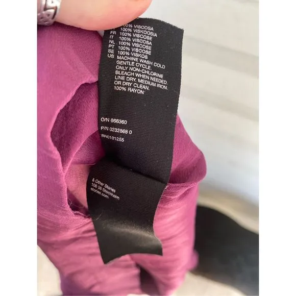 &amp; Other Stories Purple Pink Dress, Viscose Shift Patch Pockets, Size 12, MP $199