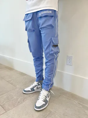 BABY BLUE GLOW CARGO PANTS (BLUE)