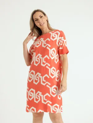 Back Detail Shift Dress - Peach