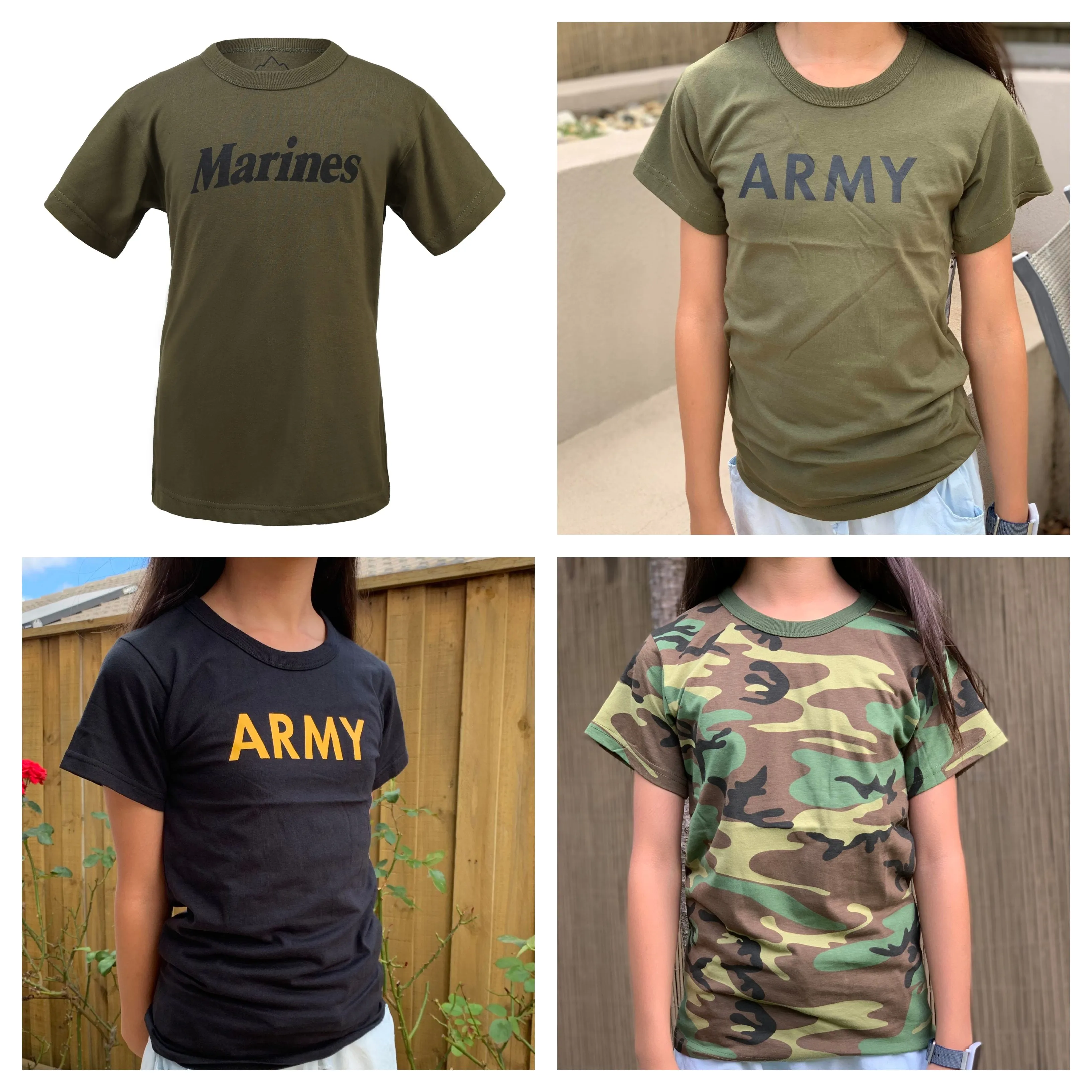 Backbone Boys Girls Kids Teens Army Style Camo T-Shirt Tee
