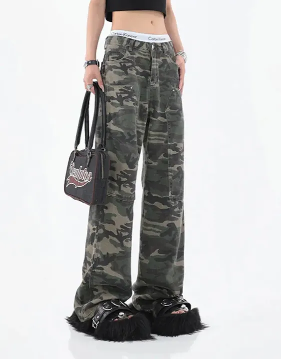 Baggy Camo Cargo Pants Women's