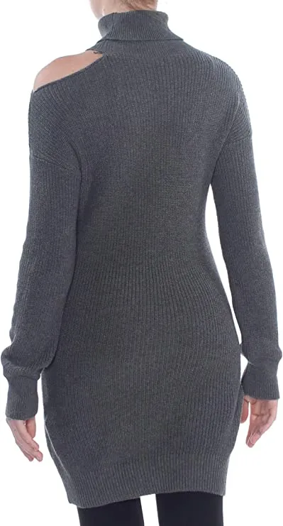 bar III | Cold-Shoulder Sweater Tunic | Medium Heather Grey