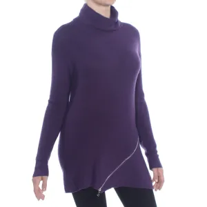 Bar III | Zipper-Trim Turtleneck Sweater | Purple Dynasty | M