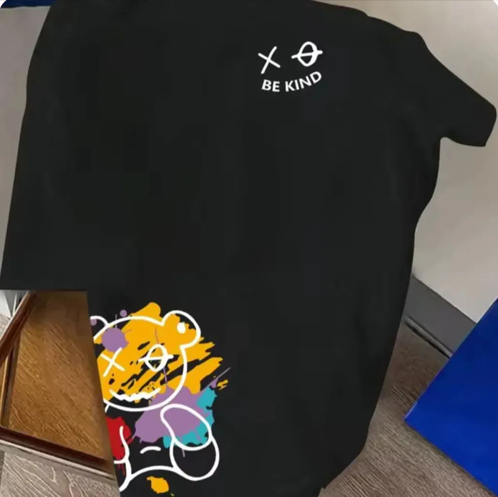 Be Kind Cartoon Print Cotton Tee Streetwear T-Shirt