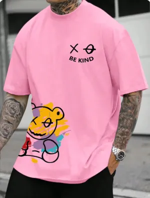Be Kind Cartoon Print Cotton Tee Streetwear T-Shirt