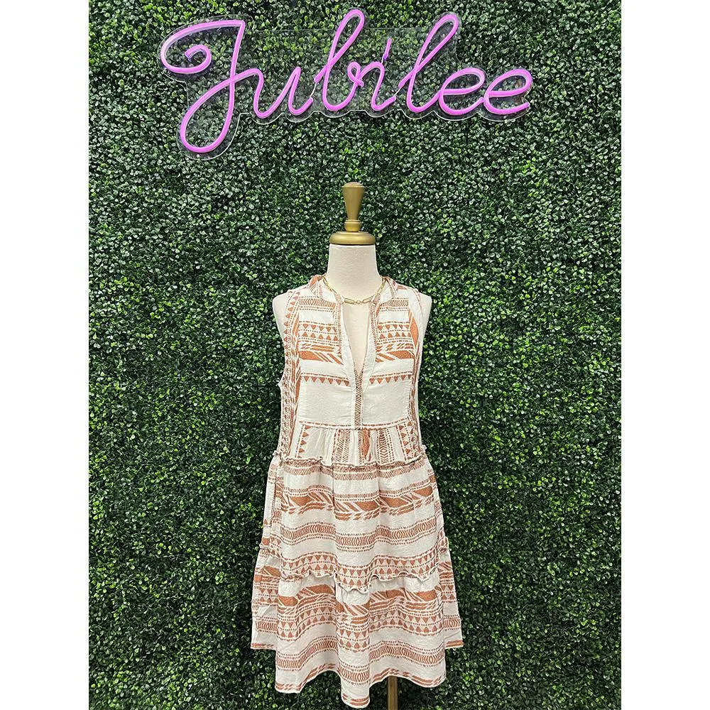 Beige Arrow Print Tank Dress