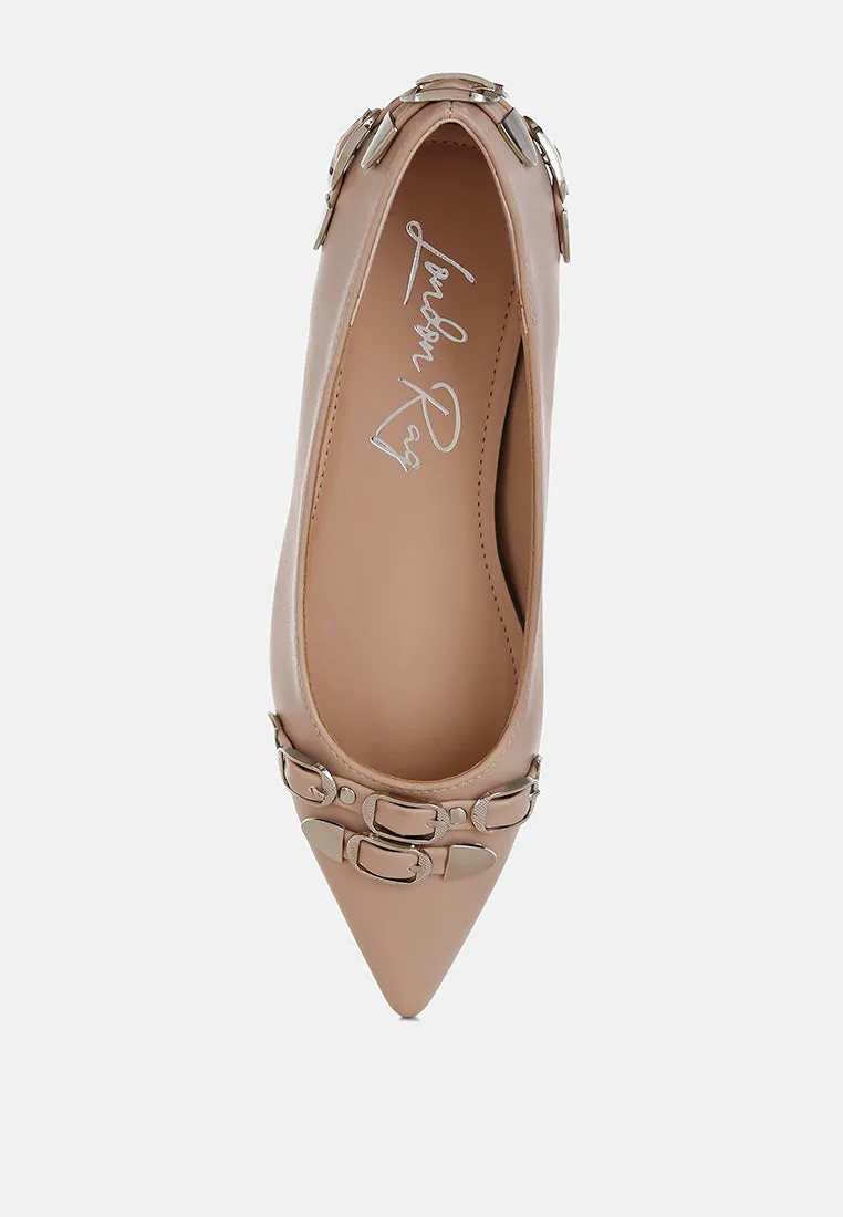 Belt Buckle Detail Ballerinas By RUW