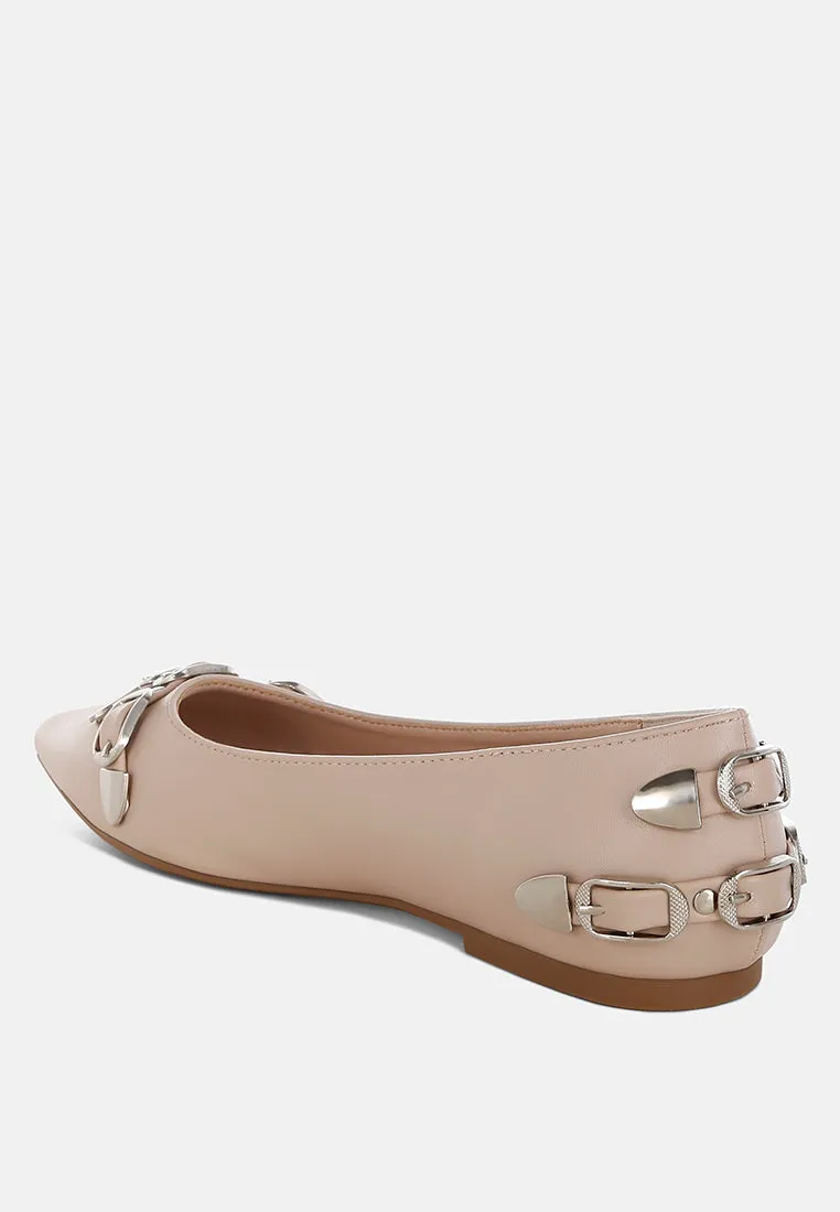 Belt Buckle Detail Ballerinas By RUW