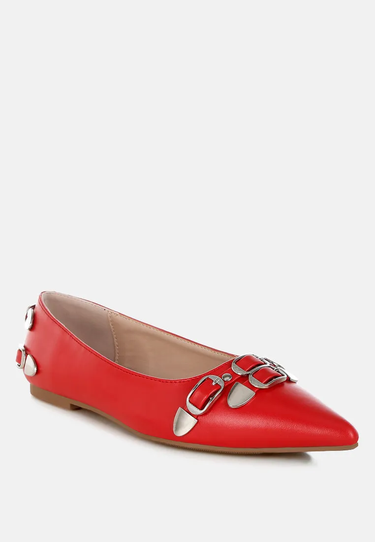 Belt Buckle Detail Ballerinas By RUW