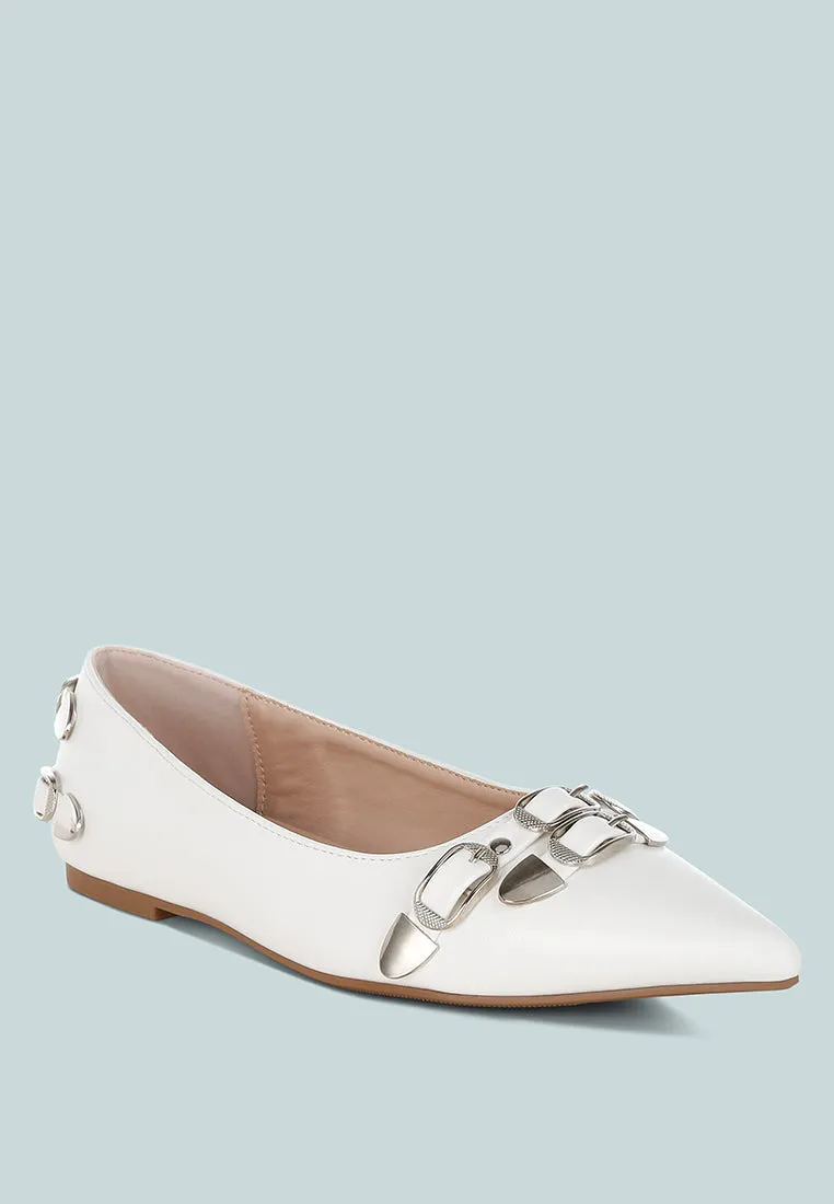 Belt Buckle Detail Ballerinas By RUW