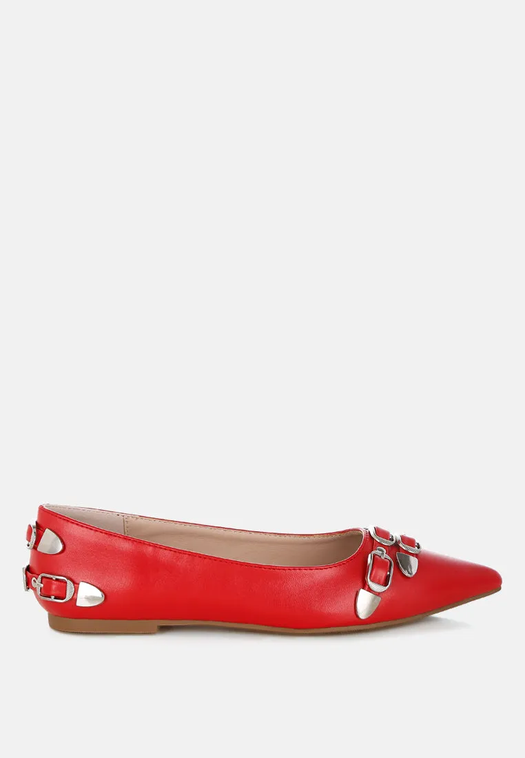 Belt Buckle Detail Ballerinas By RUW