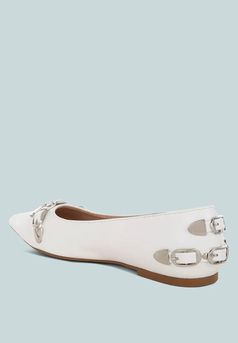 Belt Buckle Detail Ballerinas By RUW