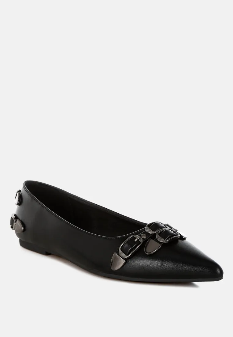 Belt Buckle Detail Ballerinas By RUW