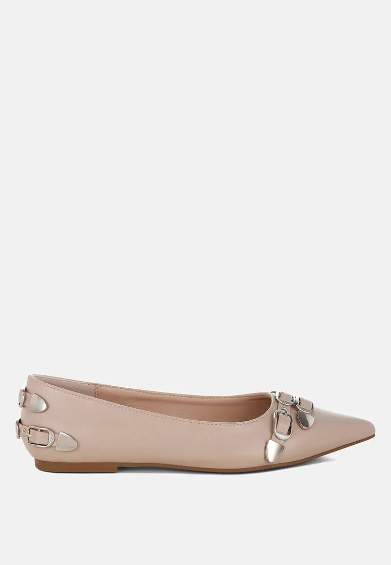 Belt Buckle Detail Ballerinas By RUW