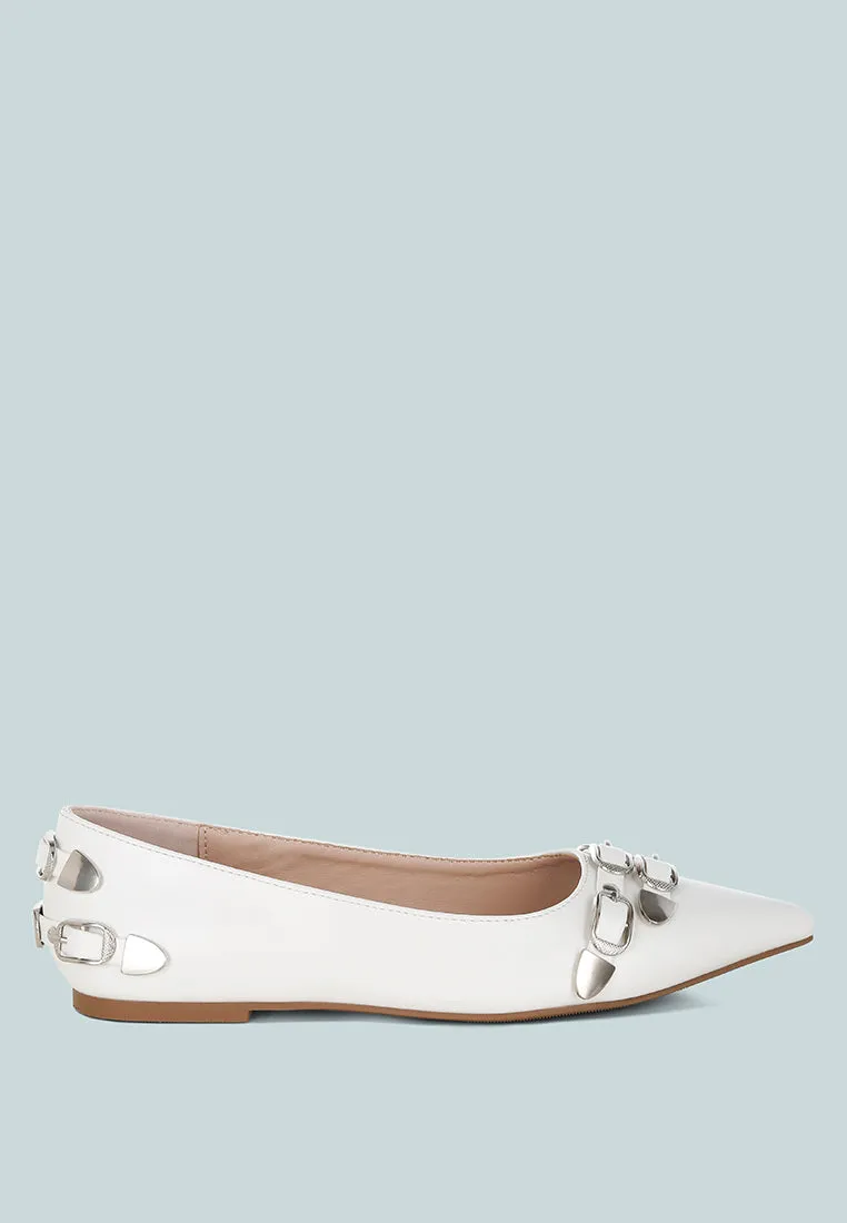 Belt Buckle Detail Ballerinas By RUW