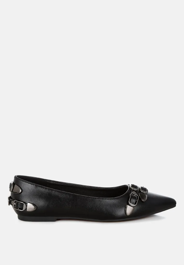 Belt Buckle Detail Ballerinas By RUW