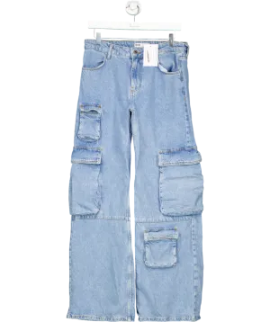 Bershka Blue Multi-pocket Cargo Jeans UK 8