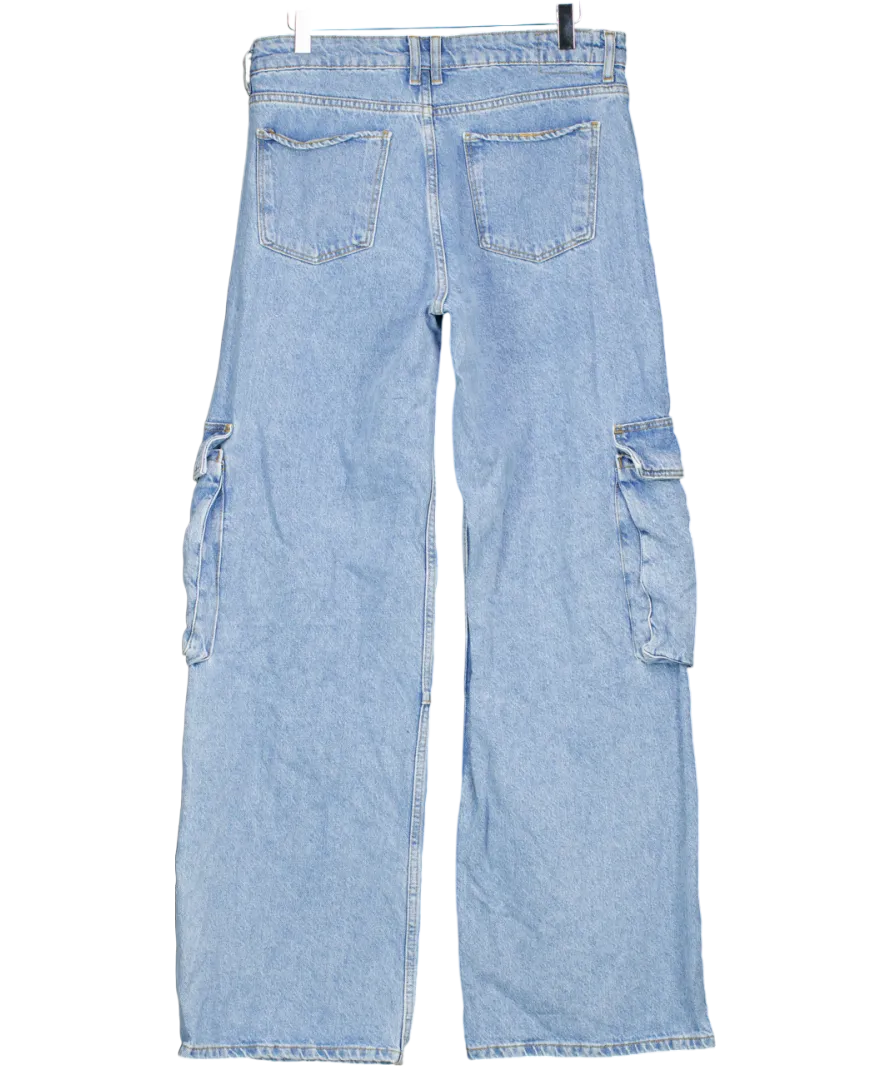 Bershka Blue Multi-pocket Cargo Jeans UK 8