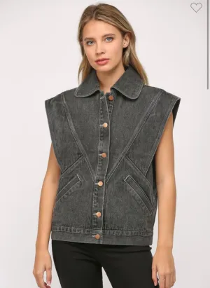 Black Denim Vest
