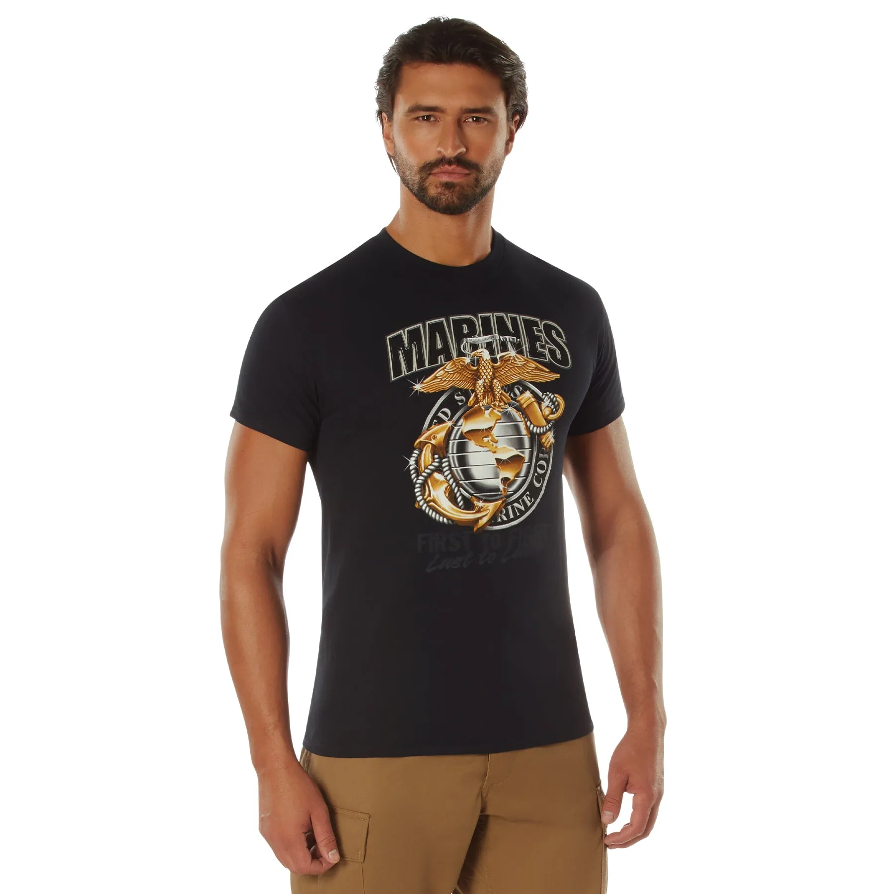 Black Ink USMC Marines First To Fight T-Shirt
