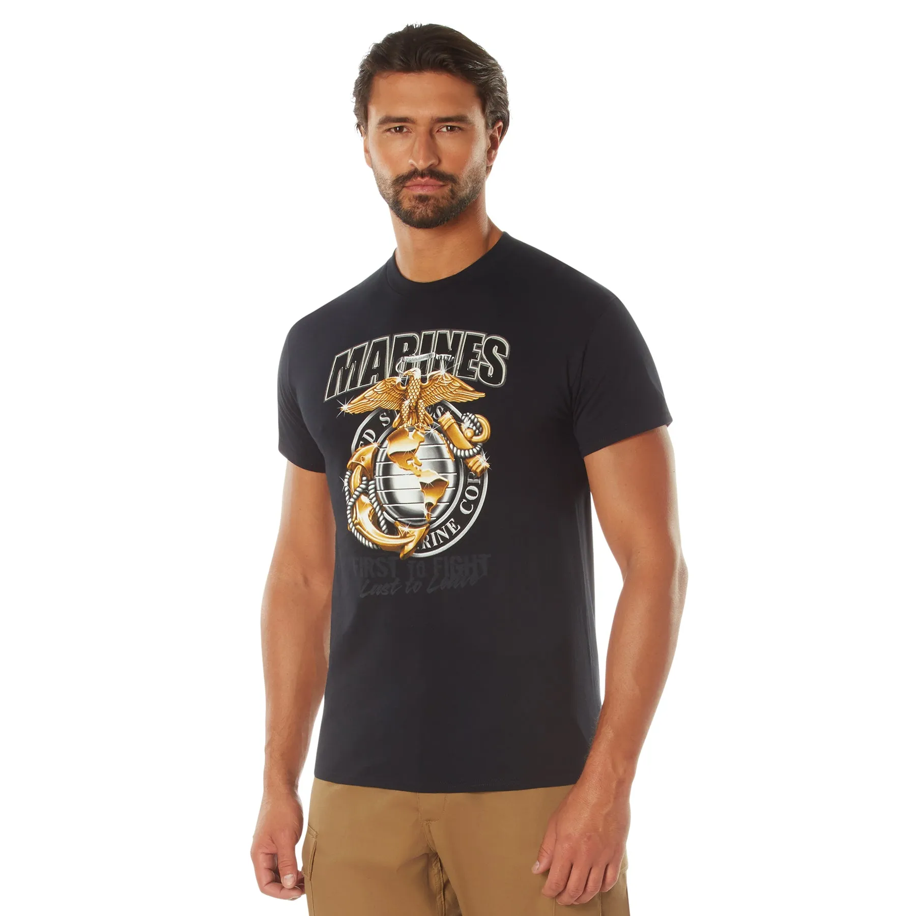 Black Ink USMC Marines First To Fight T-Shirt