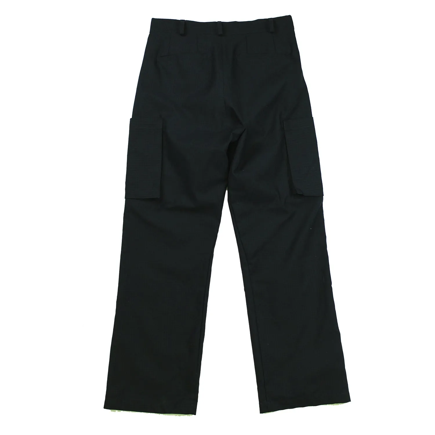 BLACK RIPSTOP FLARE PLEATS CARGO