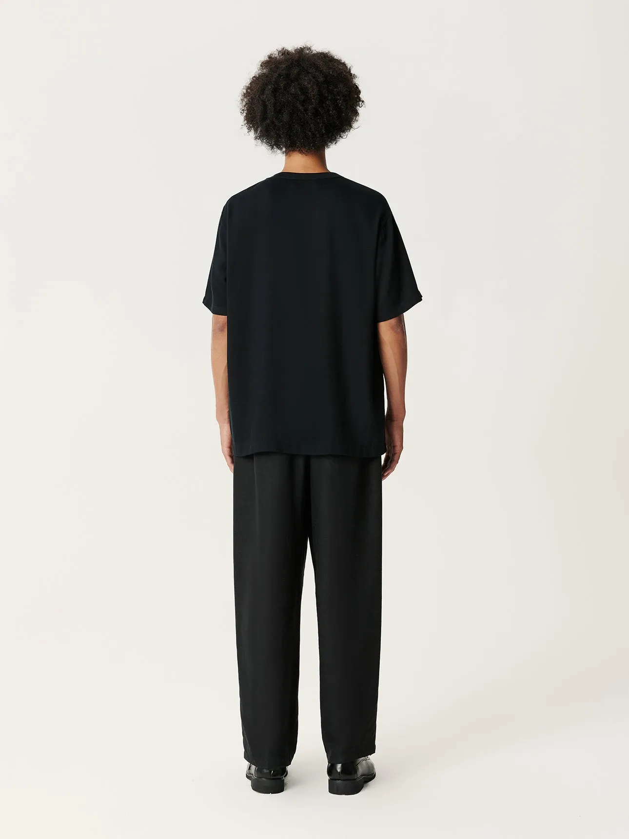 Black Tencel Wool Short-sleeved Shirt