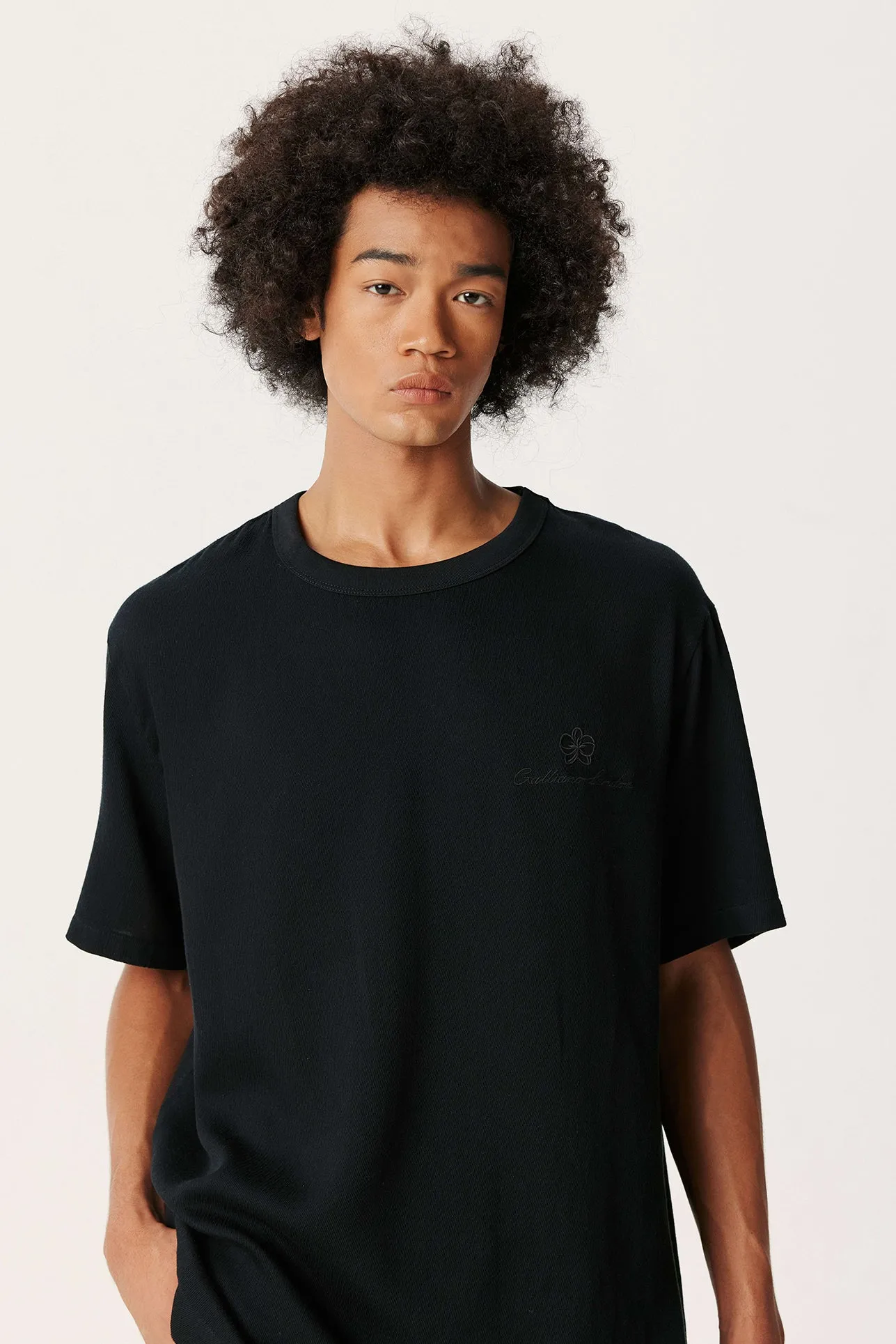 Black Tencel Wool Short-sleeved Shirt