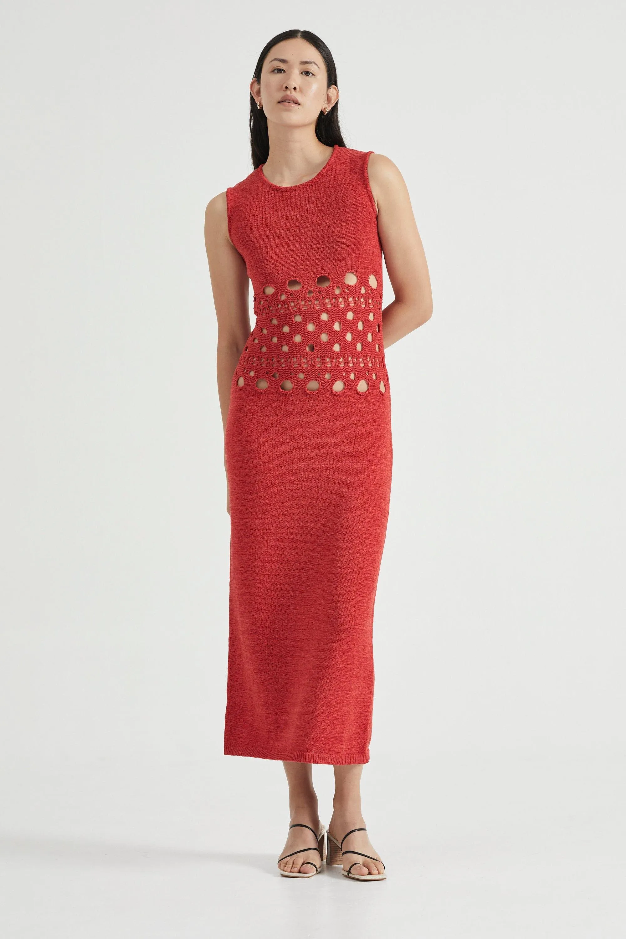 BREAK AWAY KNIT MAXI TANK DRESS | SCARLET