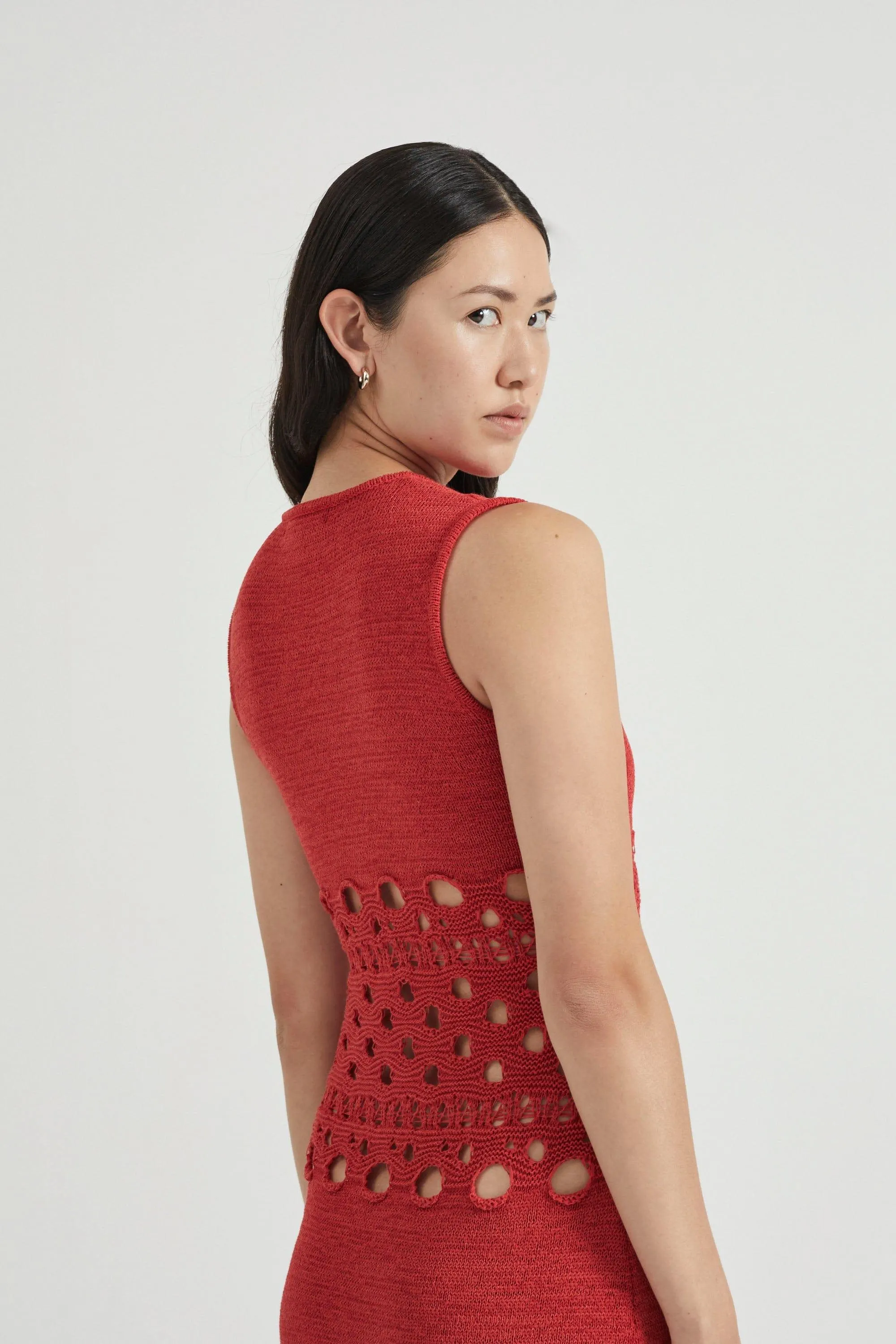 BREAK AWAY KNIT MAXI TANK DRESS | SCARLET
