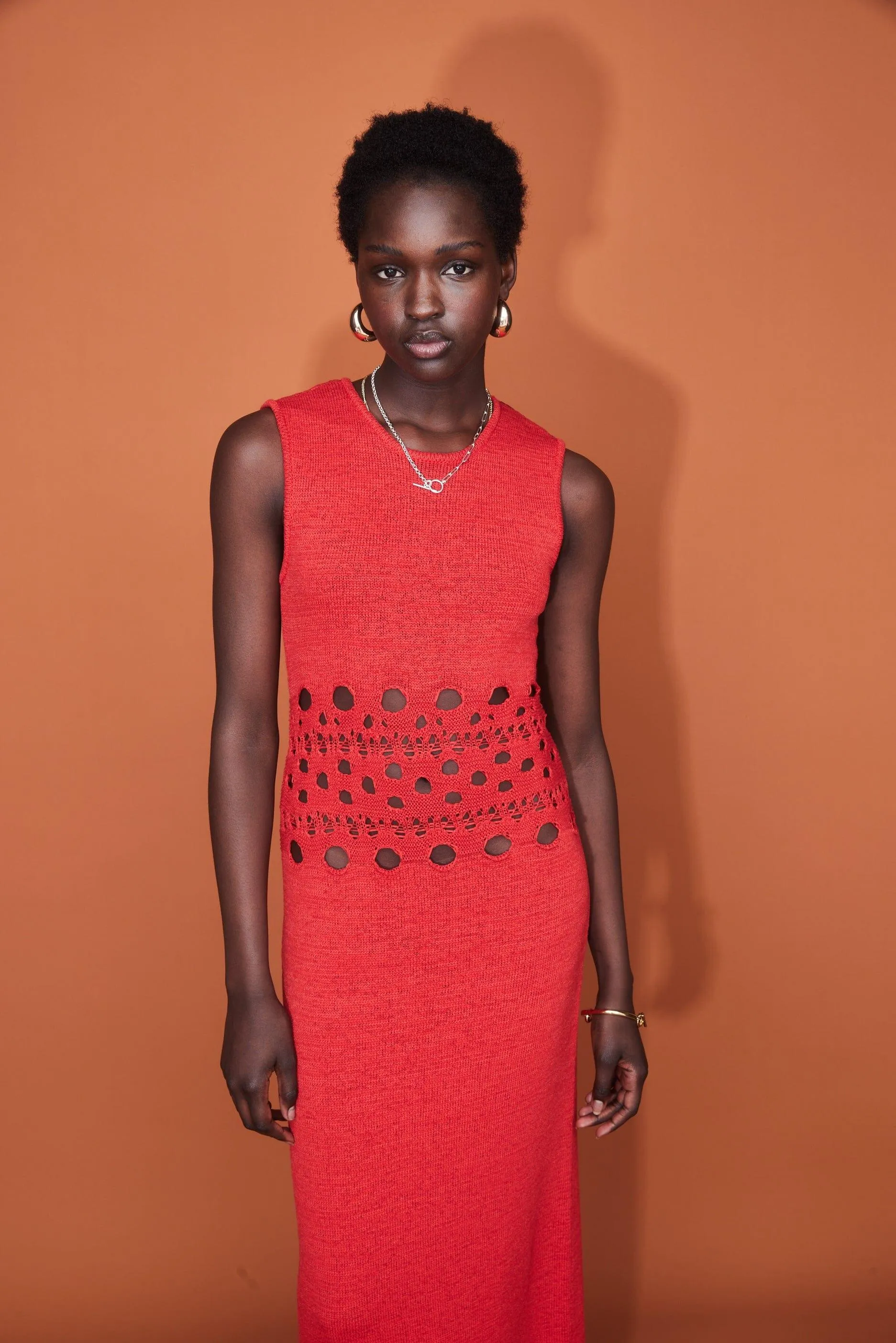 BREAK AWAY KNIT MAXI TANK DRESS | SCARLET