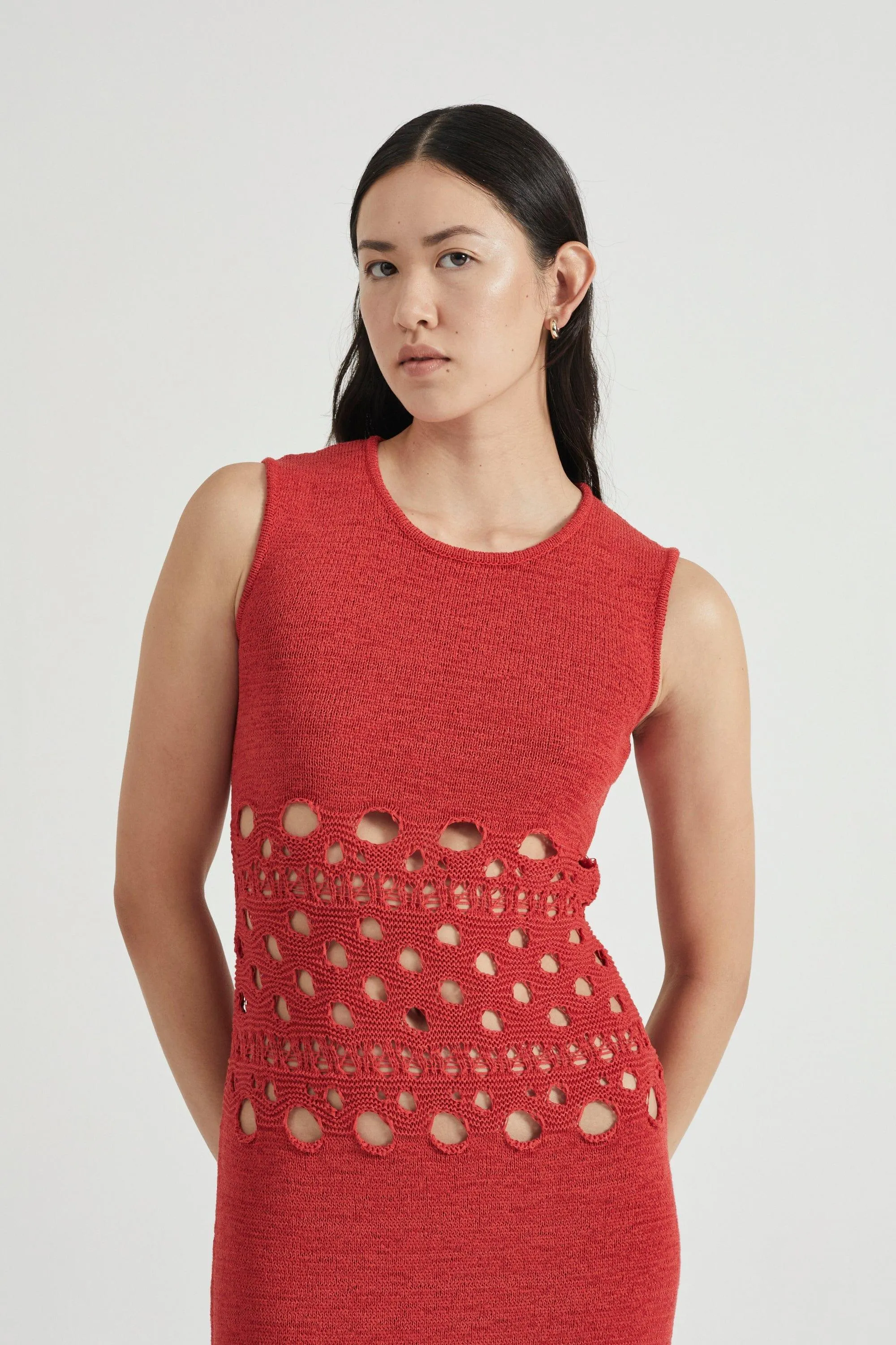 BREAK AWAY KNIT MAXI TANK DRESS | SCARLET