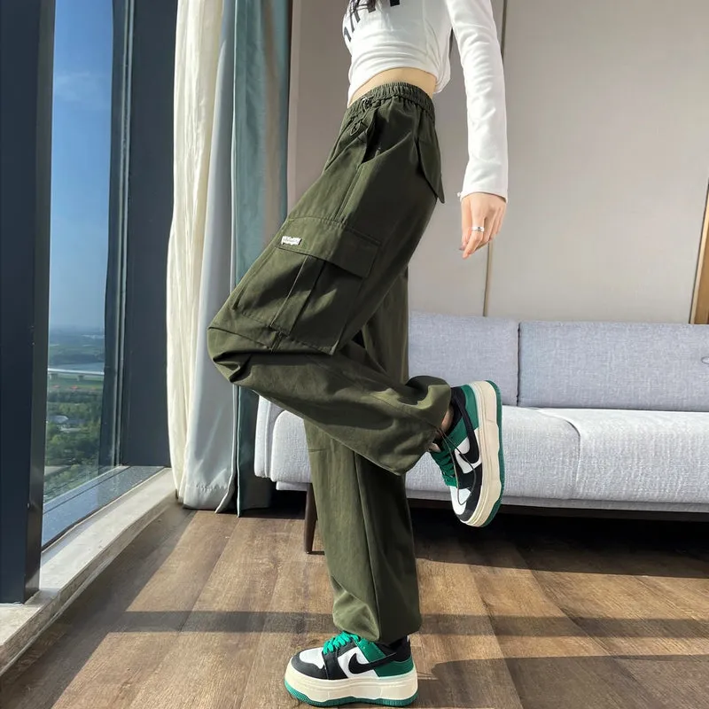 Breathable Solid Cargo Pants with Cinched Hems for Active Women