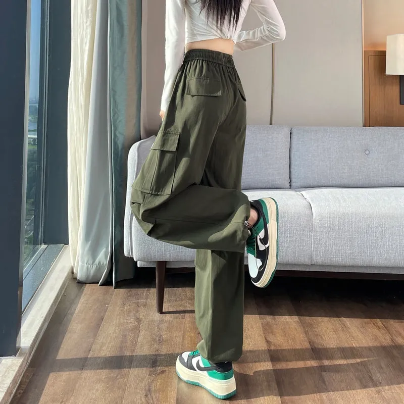 Breathable Solid Cargo Pants with Cinched Hems for Active Women