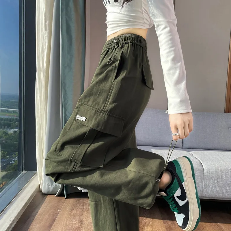 Breathable Solid Cargo Pants with Cinched Hems for Active Women