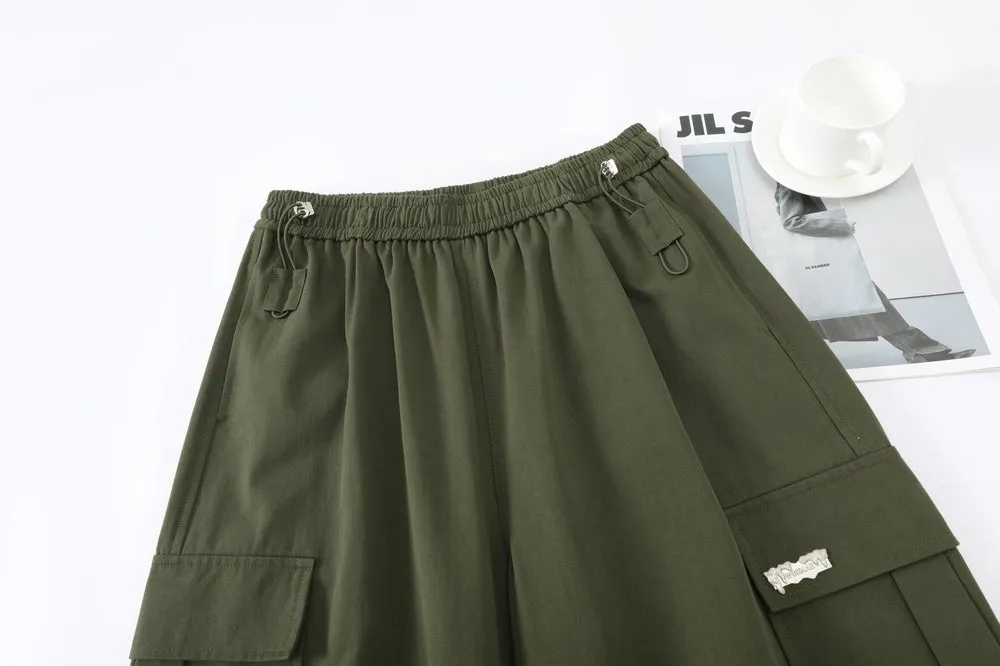 Breathable Solid Cargo Pants with Cinched Hems for Active Women
