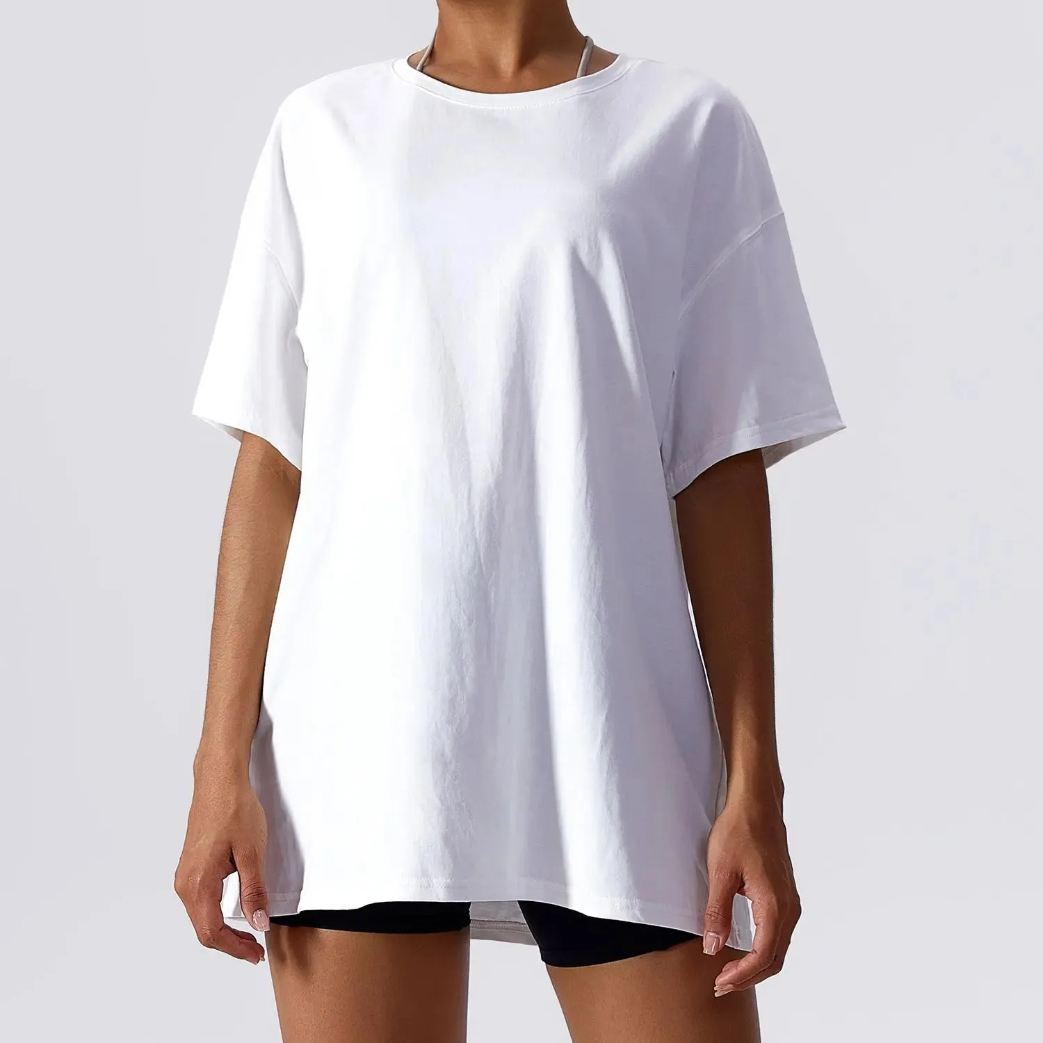Breathable yoga tees for women.