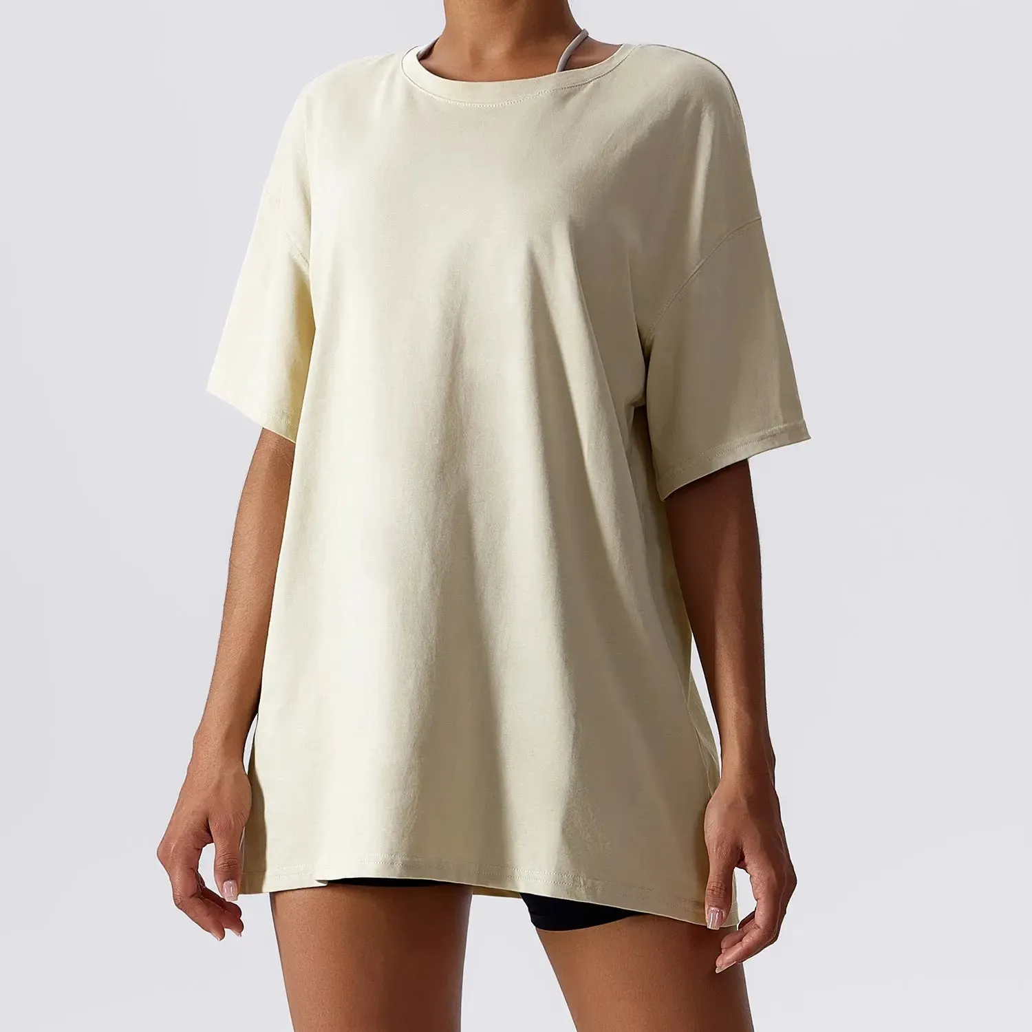 Breathable yoga tees for women.