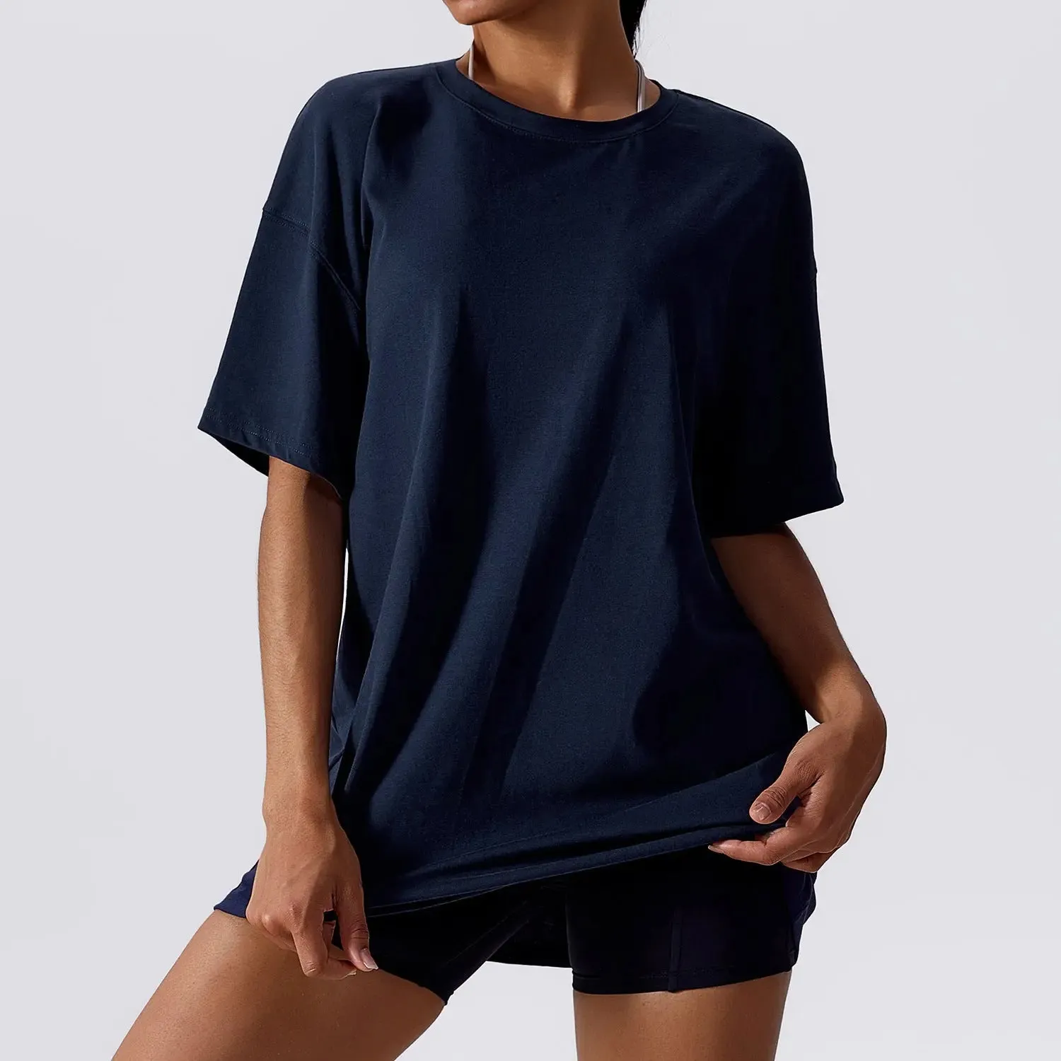 Breathable yoga tees for women.