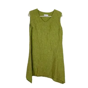 Bryn Walker Size M Tunic Shift Mini Dress Linen Lagenlook Oversized Green Boxy